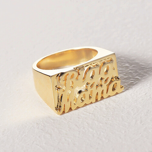 Personalized chunky name ring bulk suppliers custom 14k gold two name rings sterling silver wholesale manufacturers